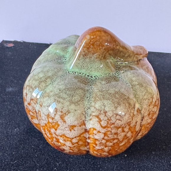Mini Ceramic Pumpkin Decor - Green and Brown 3 inches - Picture 1 of 5